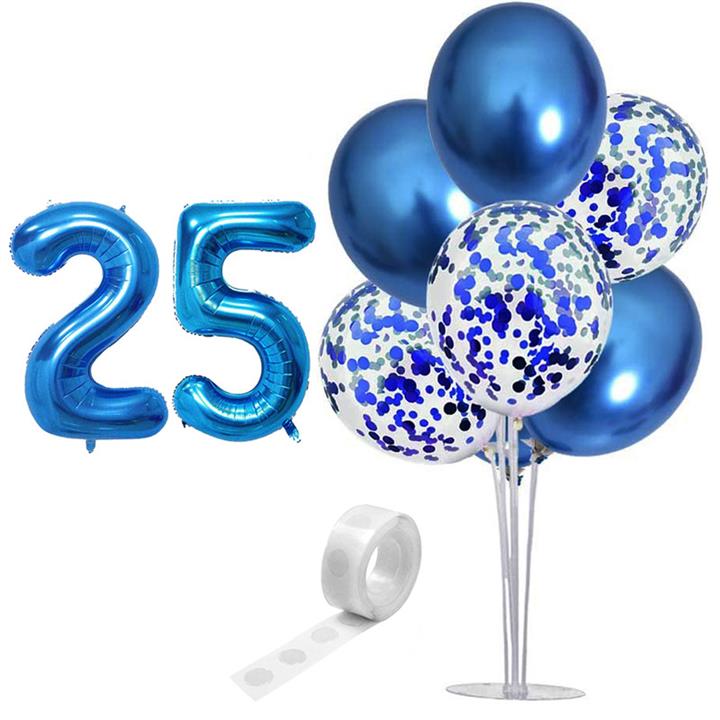 بادکنک آرایی مستر تم طرح کروم شیشه ای پولکی کد 25 بسته 11 عددی